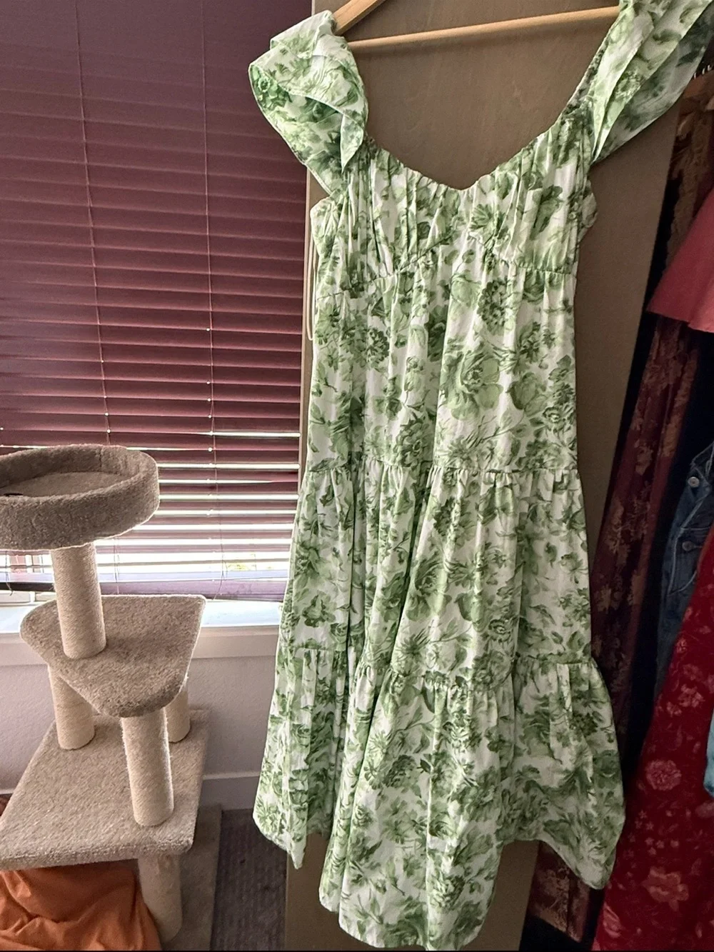 Abercrombie & Fitch Green Floral Puff Sleeve Maxi Dress